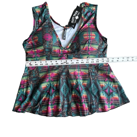 CRAZY TRAIN River Bend Tankini Swimsuit Top NWT Western Aztec Lined Medium - Picture 6 of 6